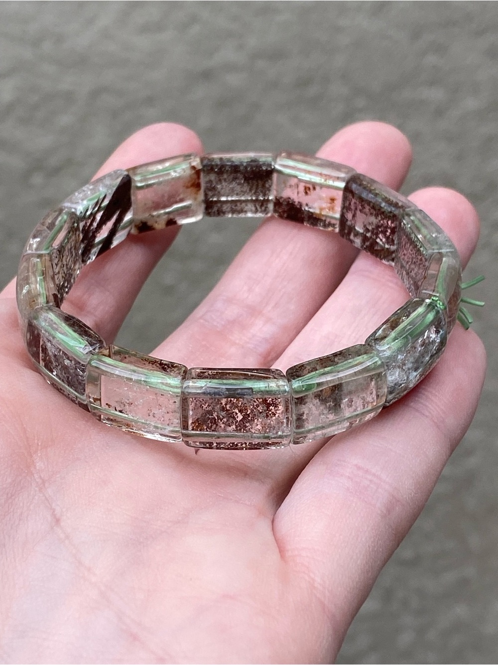 Natural Garden Quartz Soft Bangle Lodolite Scenic Inclusion Crystal 6.5-7"